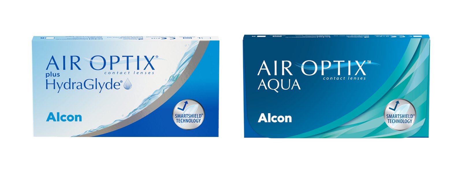 AIR OPTIX plus HydraGlyde und AIR OPTIX AQUA – Packungen